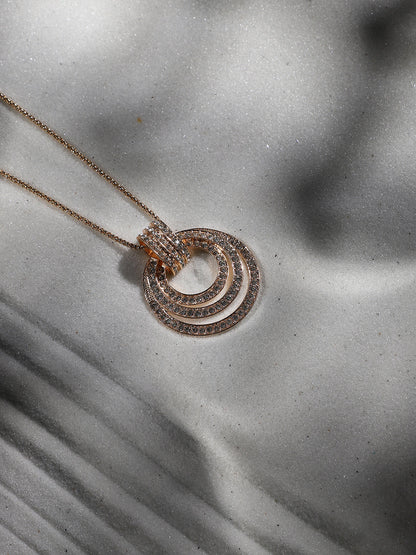 Gold-Plated Circular-Shaped Stones-Studded Pendants with Chains