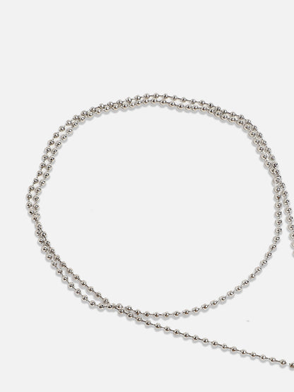 Silver-Plated Rose Drop Stone-Studded Necklace