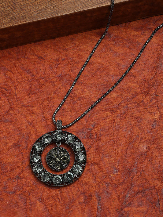 Silver-Plated Circular Pendant with Chain