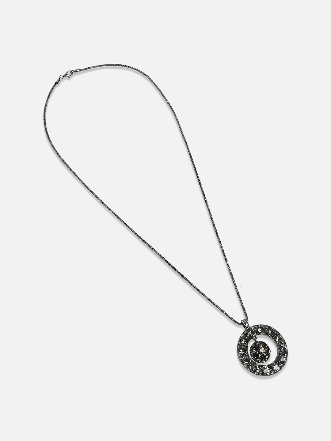 Silver-Plated Circular Pendant with Chain