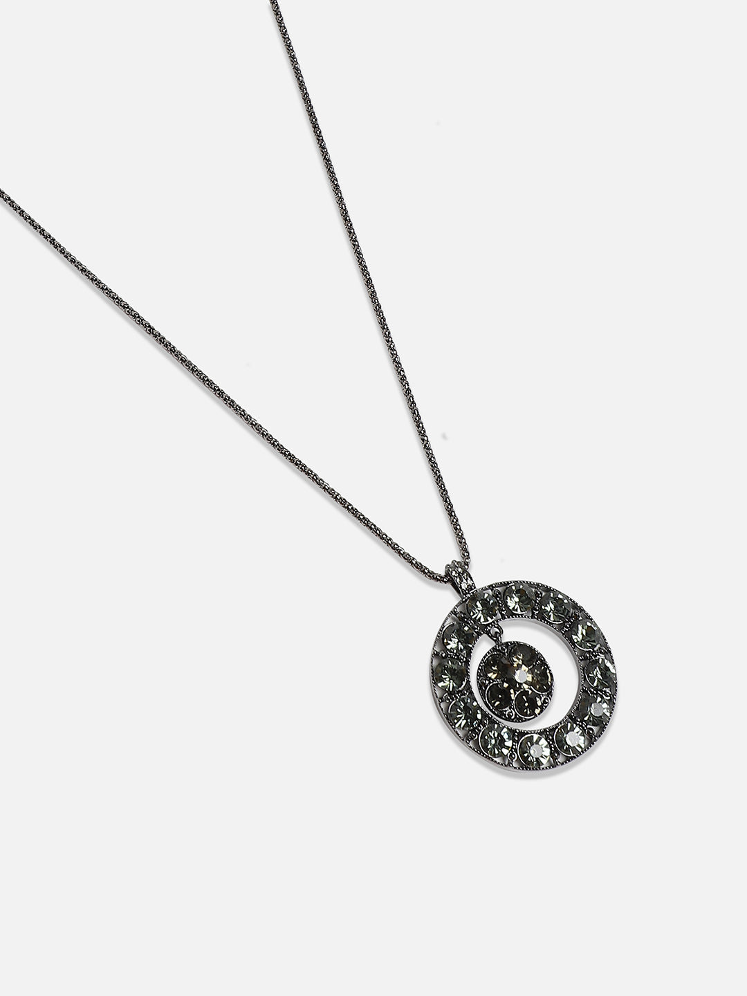 Silver-Plated Circular Pendant with Chain
