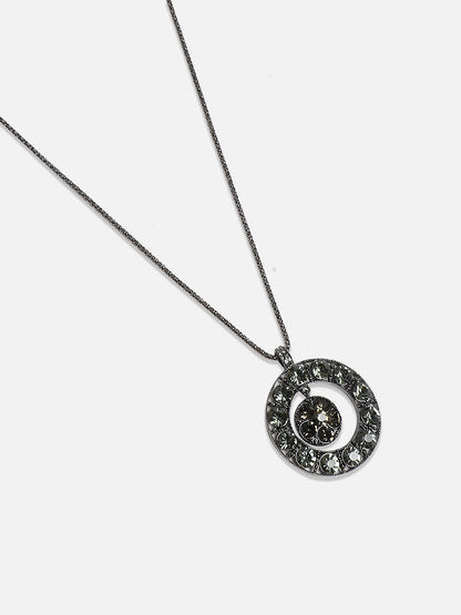 Silver-Plated Circular Pendant with Chain