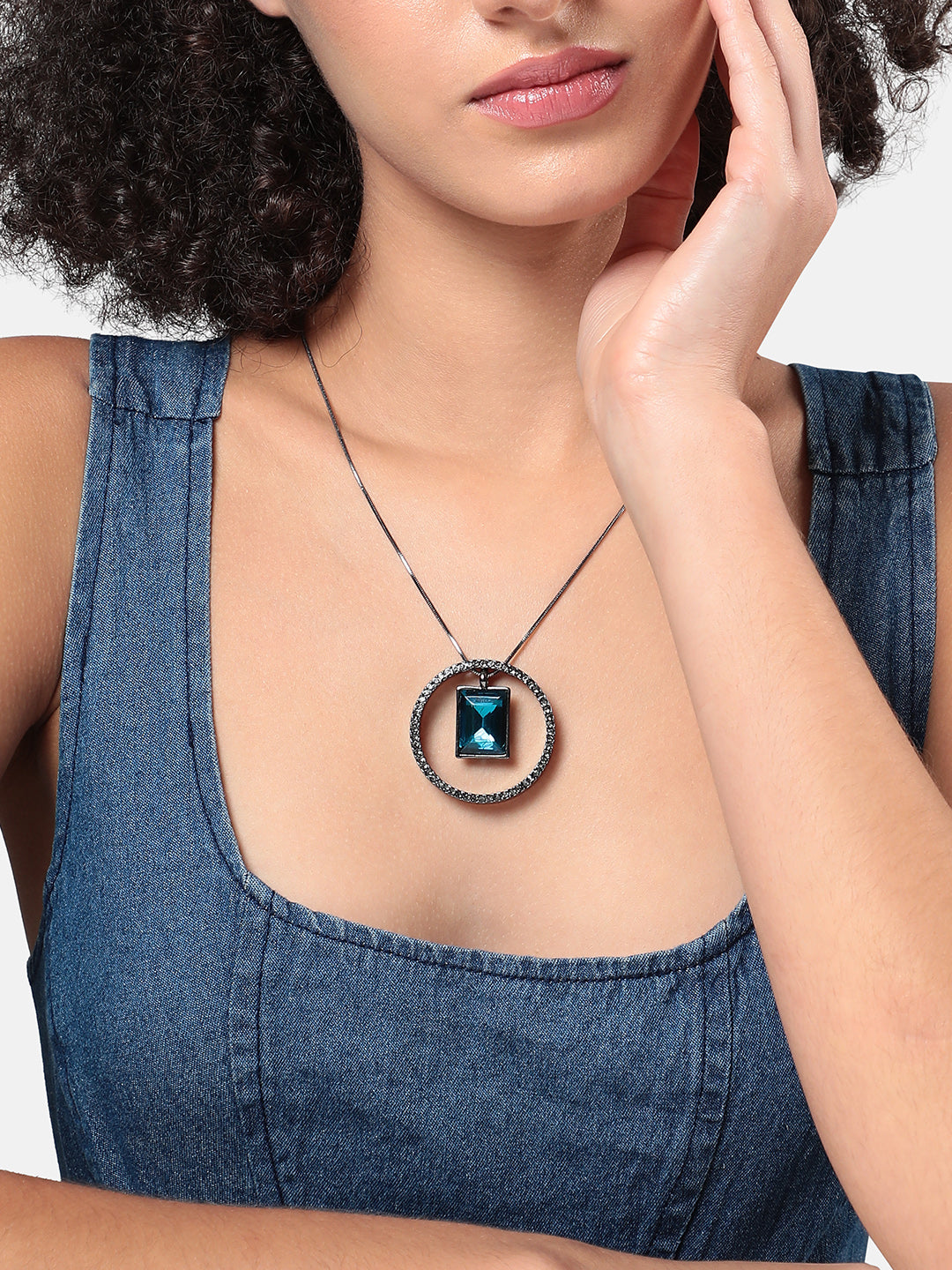 Silver-Plated Stone-Studded Necklace