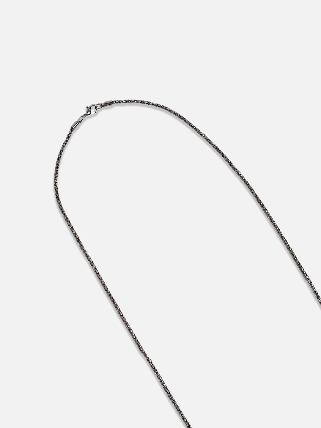 Silver-Plated Floral-Shaped Stone-Studded Pendant with Chain