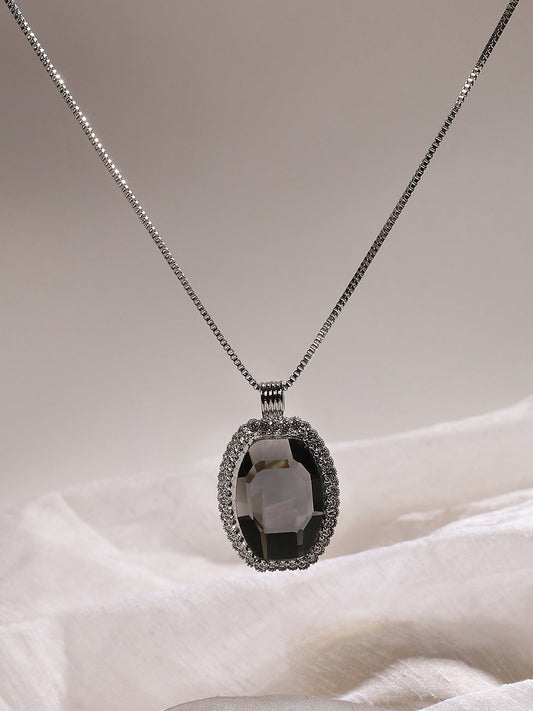 Silver-Plated Crystal-Studded Necklace