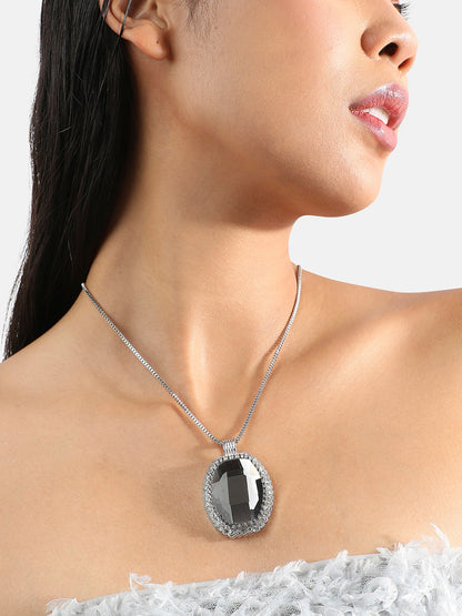 Silver-Plated Crystal-Studded Necklace