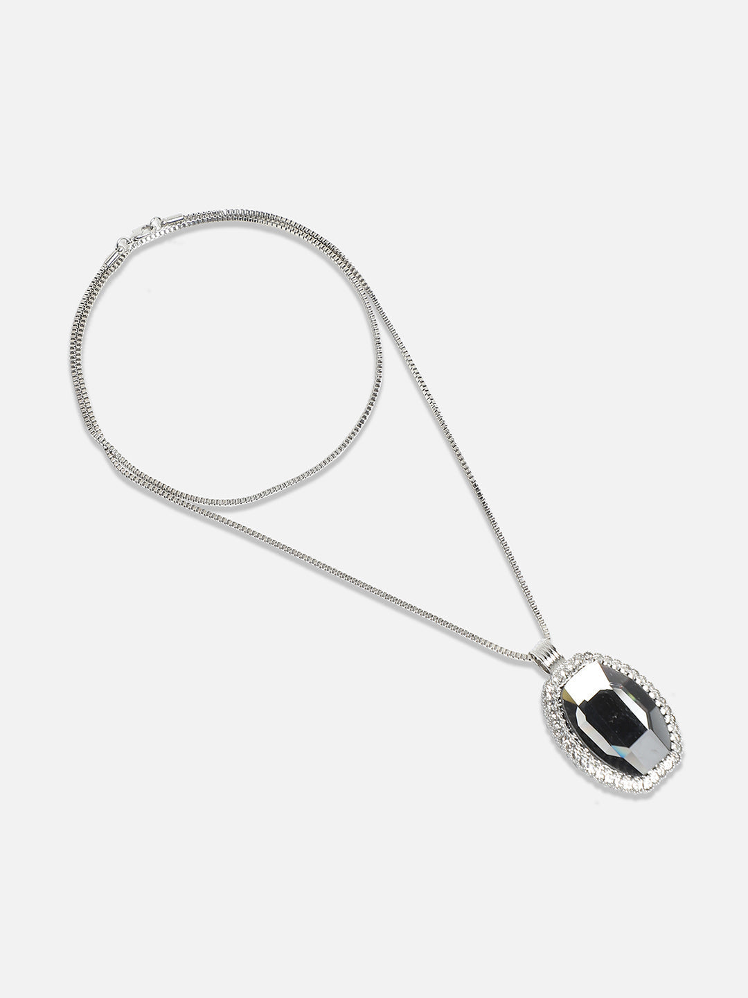 Silver-Plated Crystal-Studded Necklace