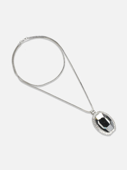 Silver-Plated Crystal-Studded Necklace