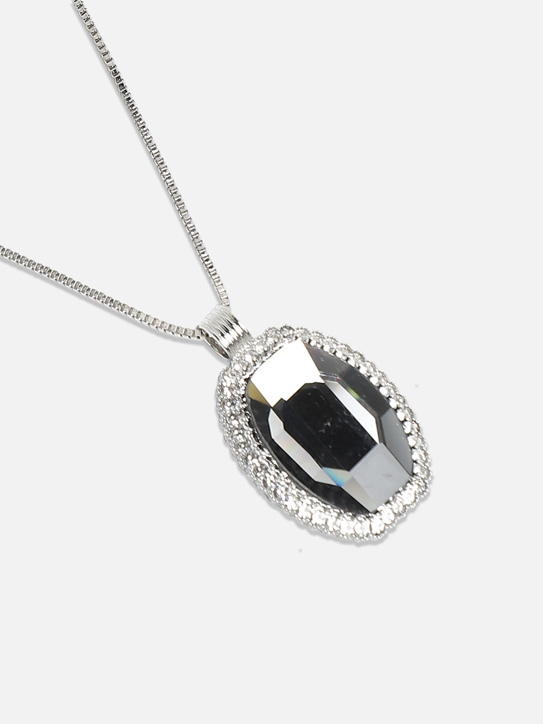 Silver-Plated Crystal-Studded Necklace