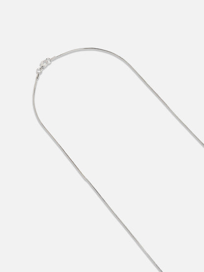 Silver-Plated Stone-Studded Crescent Shaped Pendant with Chain