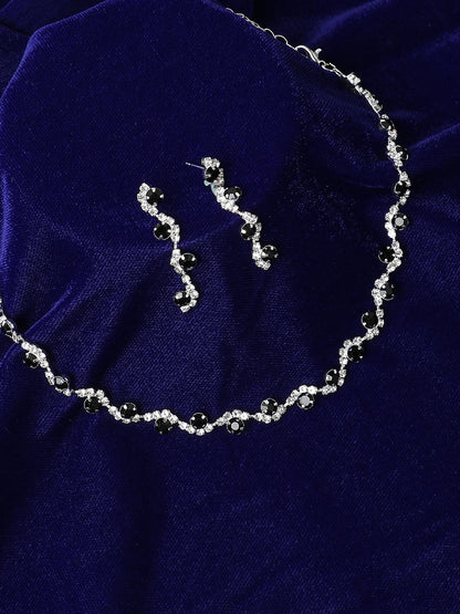 Silver-Plated Cubic Zirconia Necklace and Earrings