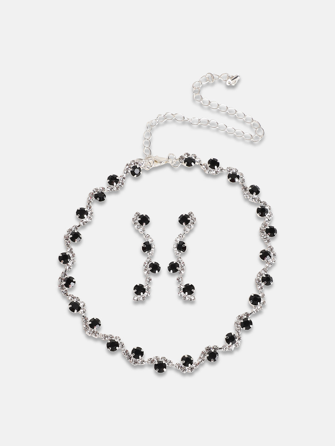 Silver-Plated Cubic Zirconia Necklace and Earrings