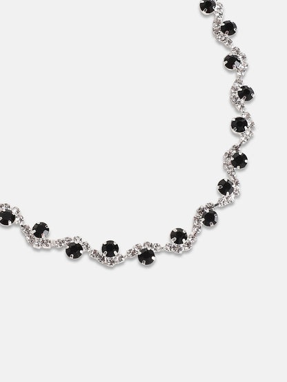 Silver-Plated Cubic Zirconia Necklace and Earrings