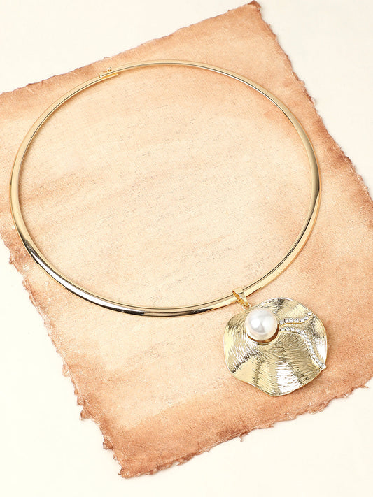 Gold-Plated Stone-Studed Necklace
