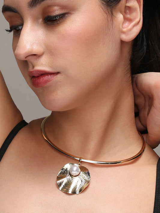 Gold-Plated Stone-Studed Necklace