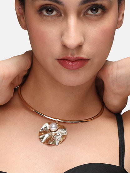 Gold-Plated Stone-Studed Necklace