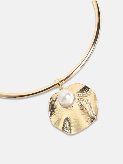 Gold-Plated Stone-Studed Necklace