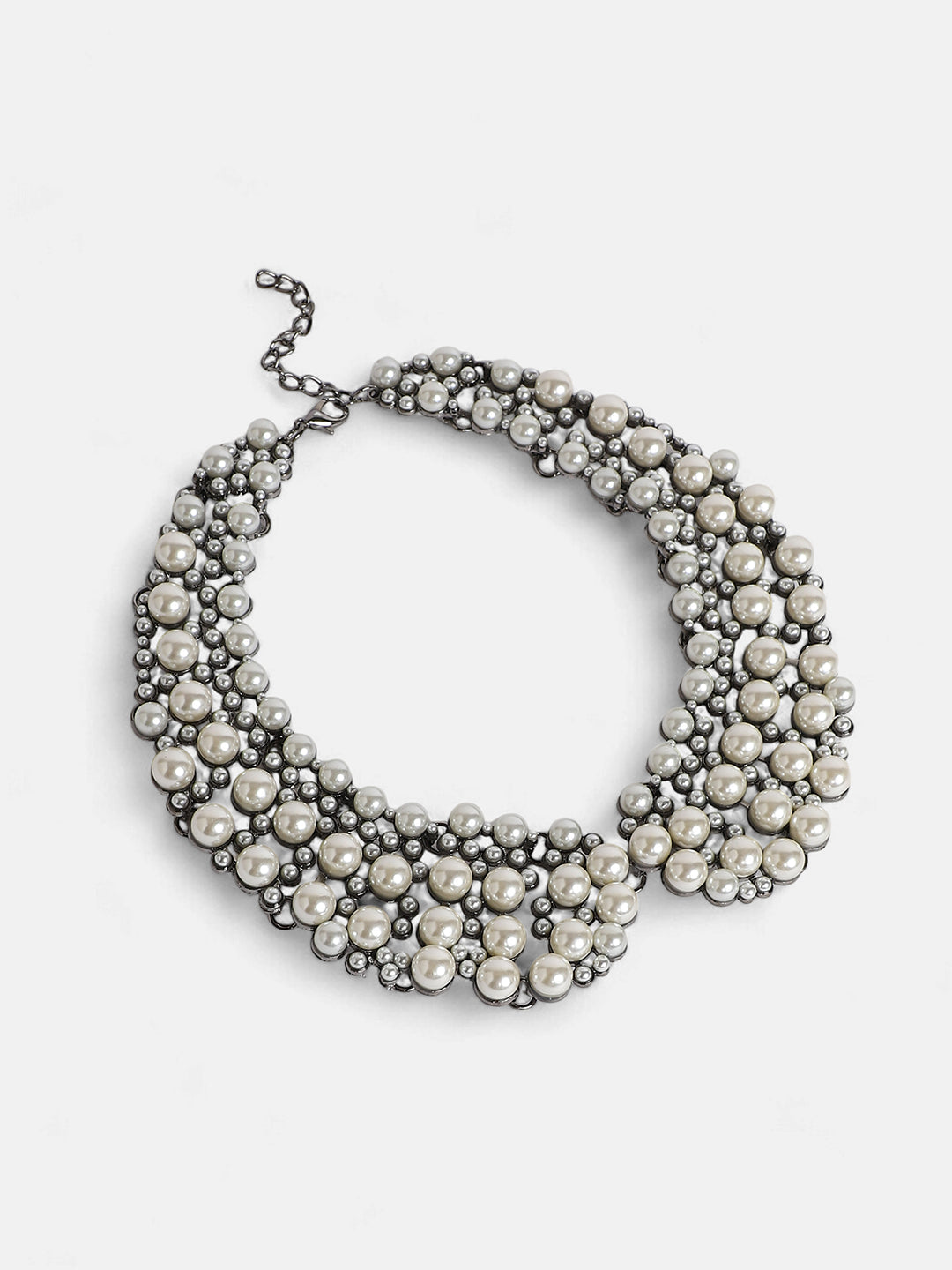 The Collar Statement Necklace - Pearl White-SOHINC8832