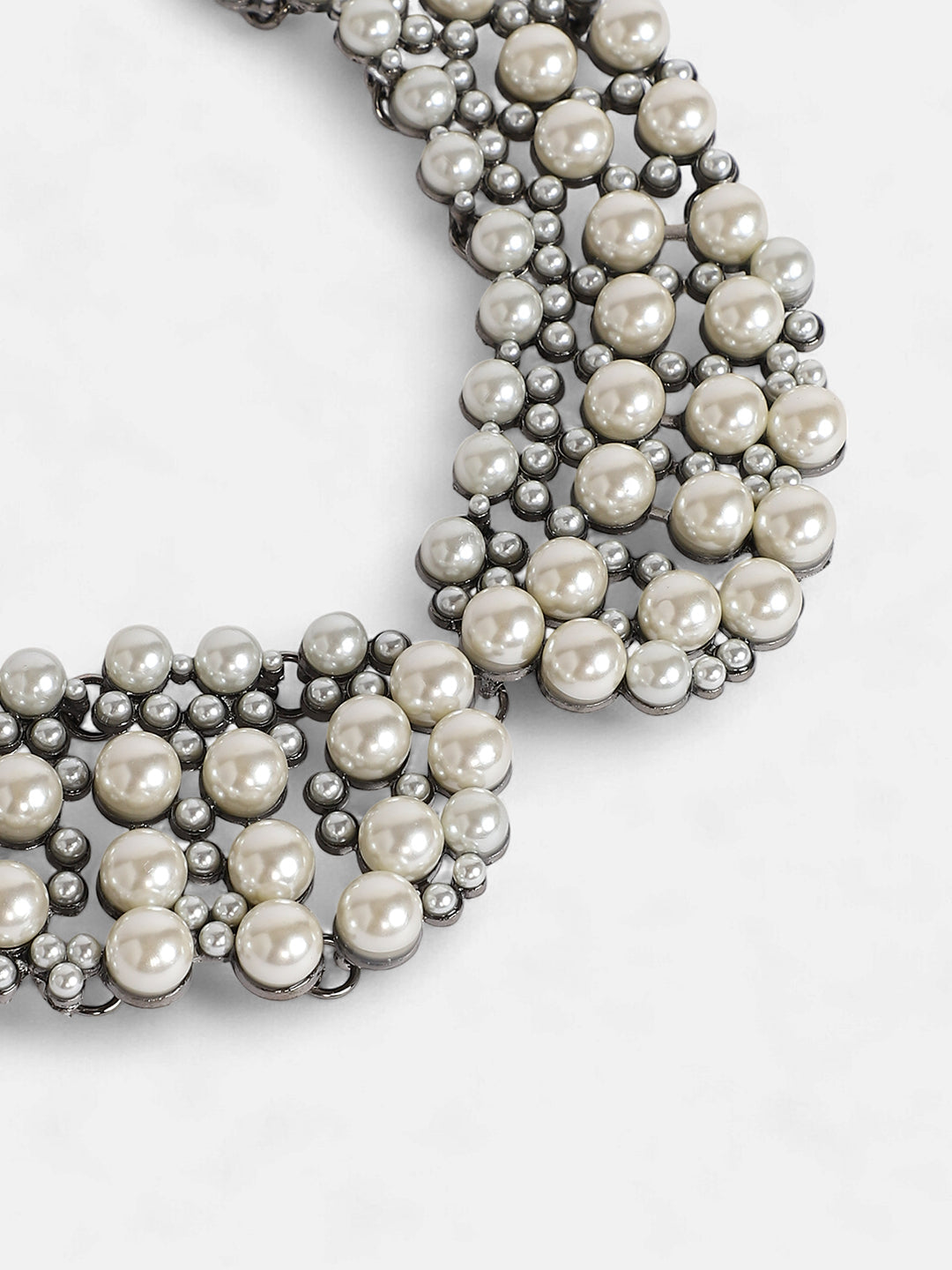 The Collar Statement Necklace - Pearl White-SOHINC8832