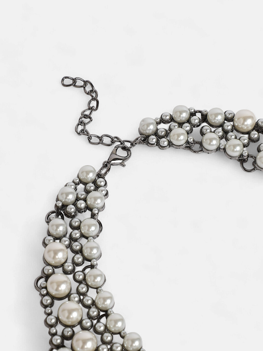 The Collar Statement Necklace - Pearl White-SOHINC8832