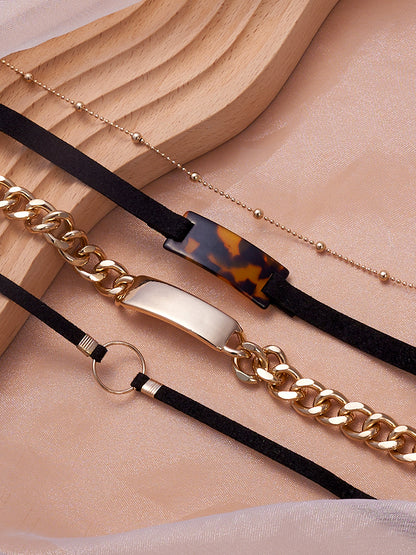 The Josie Multi-Layer Necklace - Onyx Black-SOHINC8837