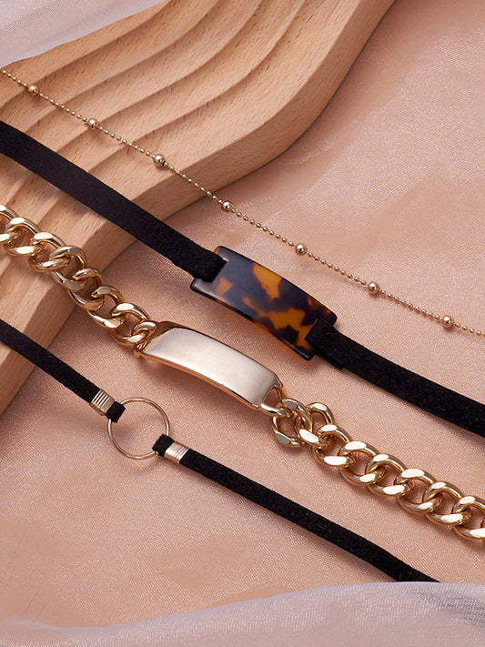 The Josie Multi-Layer Necklace - Onyx Black-SOHINC8837