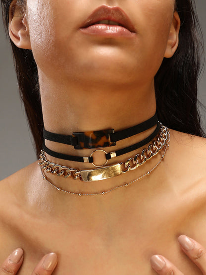 The Josie Multi-Layer Necklace - Onyx Black-SOHINC8837