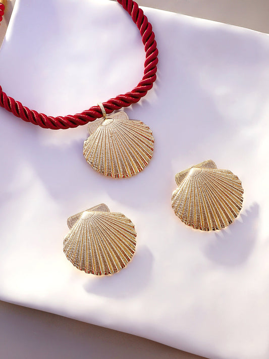 Women's The Seashell Jewellery Set - Wine Red