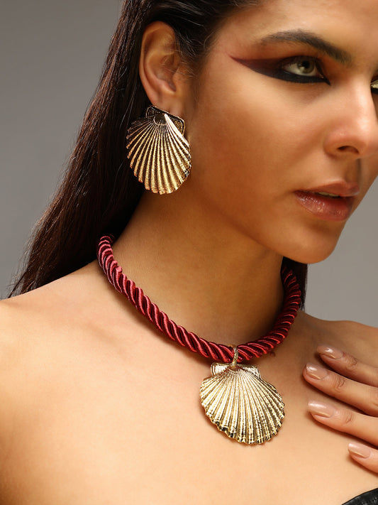 Women's The Seashell Jewellery Set - Wine Red