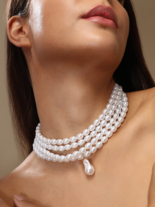 Women's The Medium Jackie Statement Necklace - Pearl White