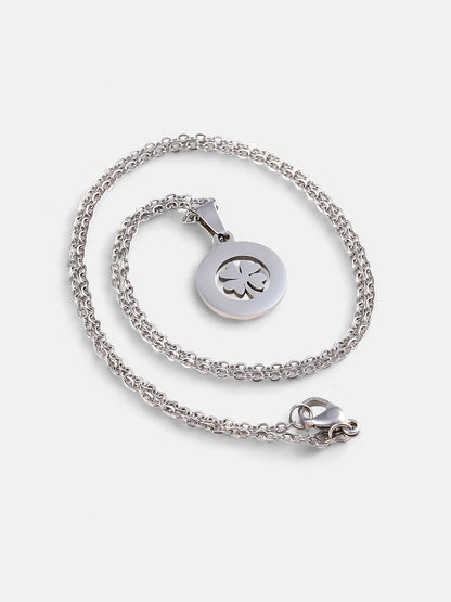 The Clover Pendant Necklace - Metallic Silver-SOHINC8846