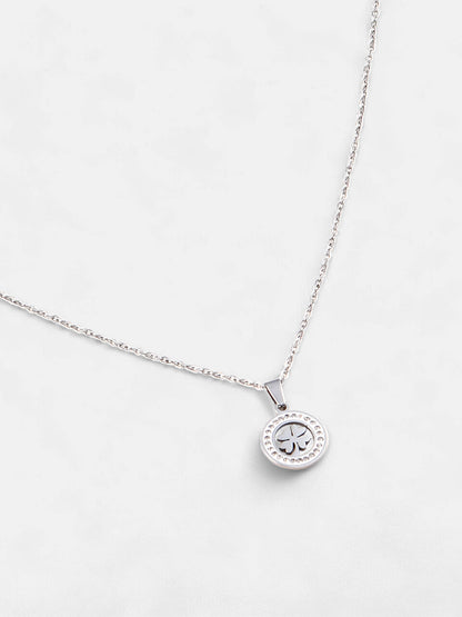 The Clover Pendant Necklace - Metallic Silver-SOHINC8846