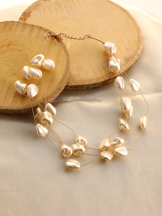 The Medium Riviera Collar Necklace - Pearl White-SOHINC8856