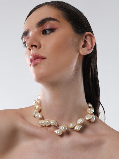 The Medium Riviera Collar Necklace - Pearl White-SOHINC8856