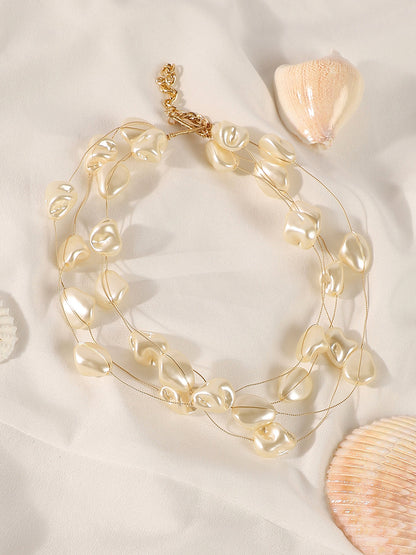 The Small Riviera Collar Necklace - Pearl White-SOHINC8857