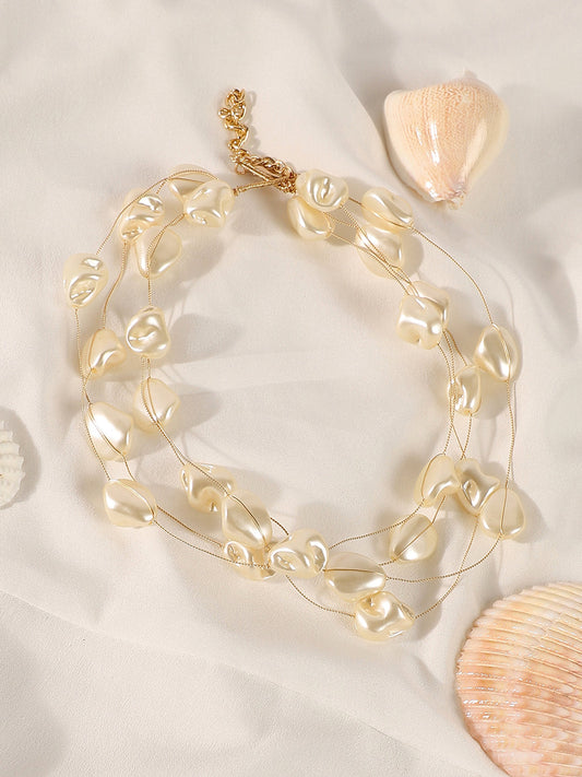 The Small Riviera Collar Necklace - Pearl White-SOHINC8857