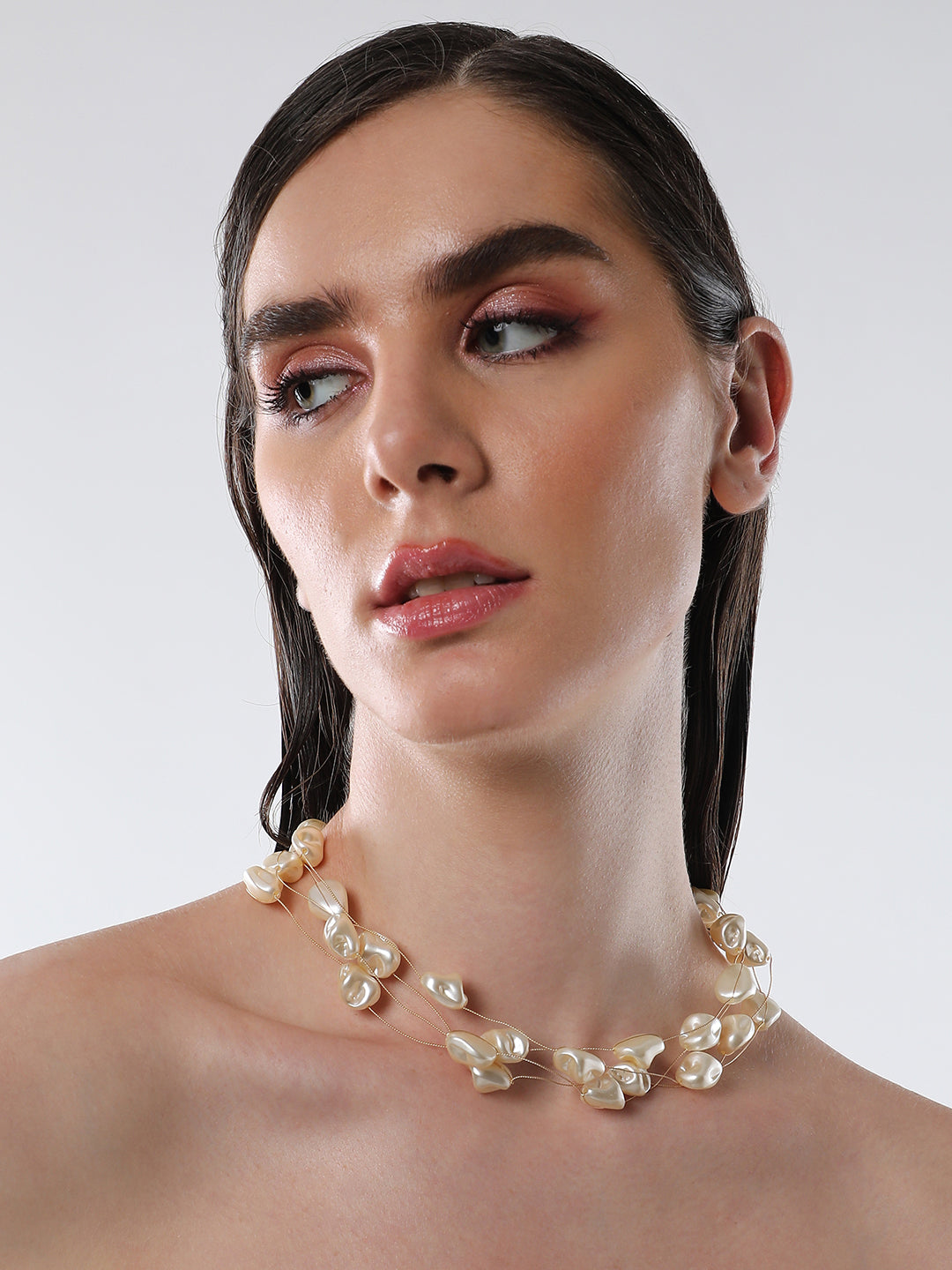 The Small Riviera Collar Necklace - Pearl White-SOHINC8857