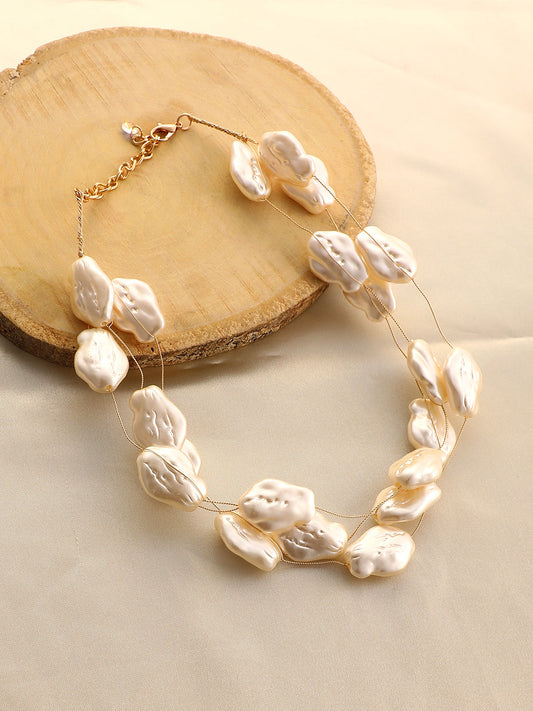 The Large Riviera Collar Necklace - Pearl White-SOHINC8858