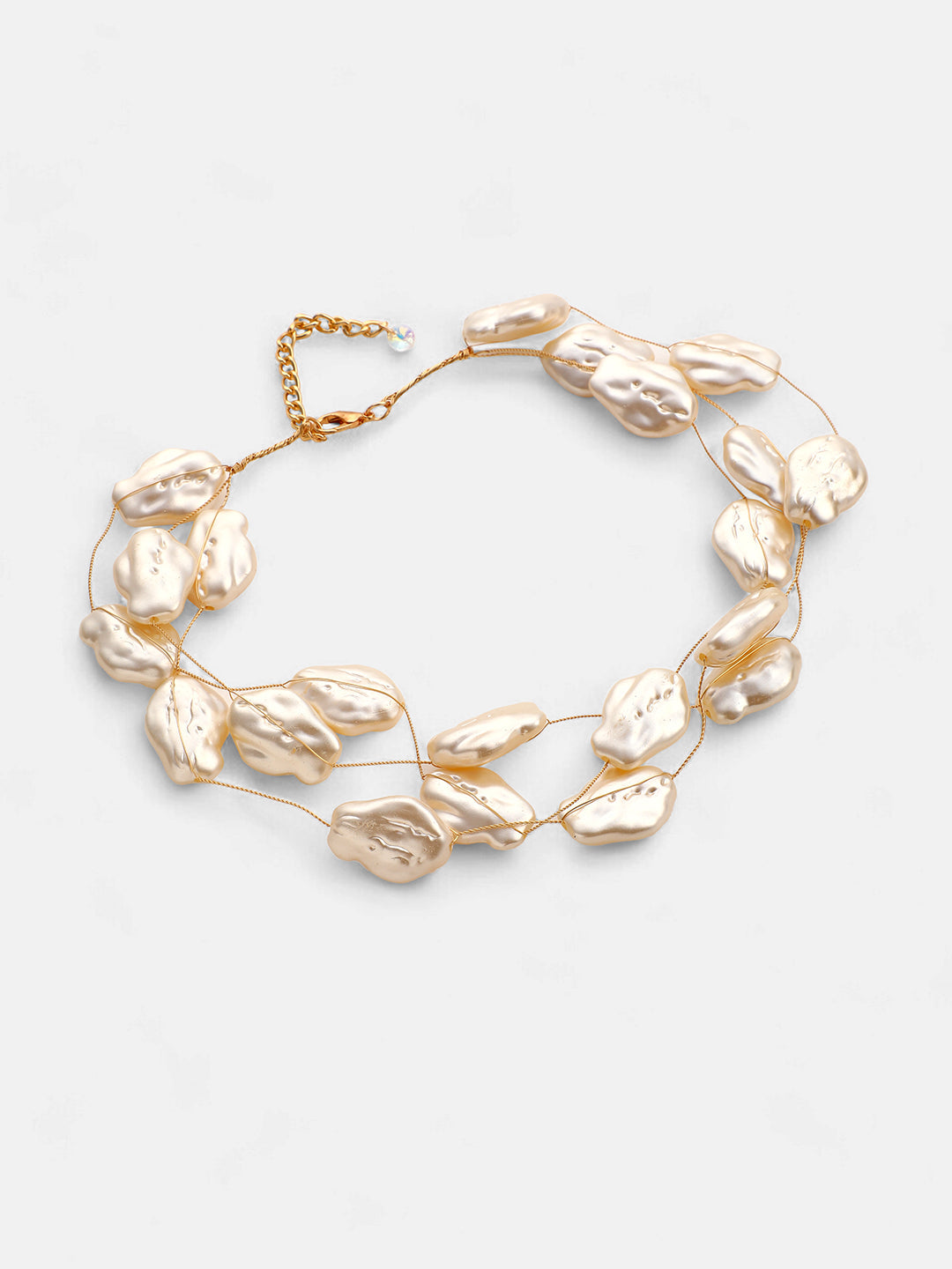 The Large Riviera Collar Necklace - Pearl White-SOHINC8858