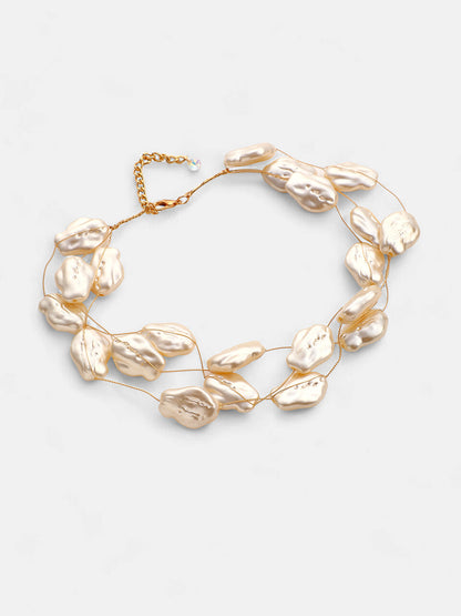 The Large Riviera Collar Necklace - Pearl White-SOHINC8858