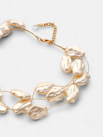 The Large Riviera Collar Necklace - Pearl White-SOHINC8858