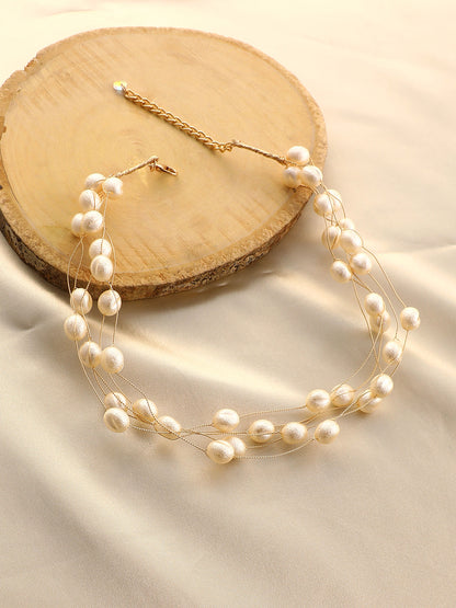 The Venezia Collar Necklace - Pearl White-SOHINC8859