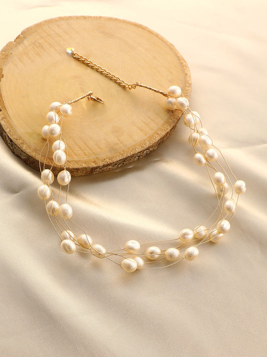 The Venezia Collar Necklace - Pearl White-SOHINC8859