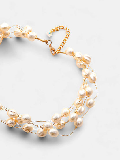 The Venezia Collar Necklace - Pearl White-SOHINC8859