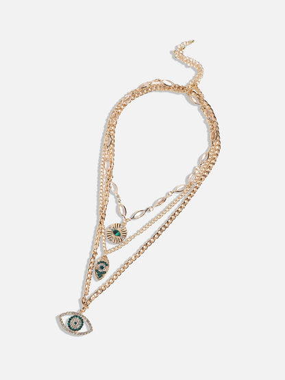 Set Of 3 Gold-Plated Studded Layered Necklaces