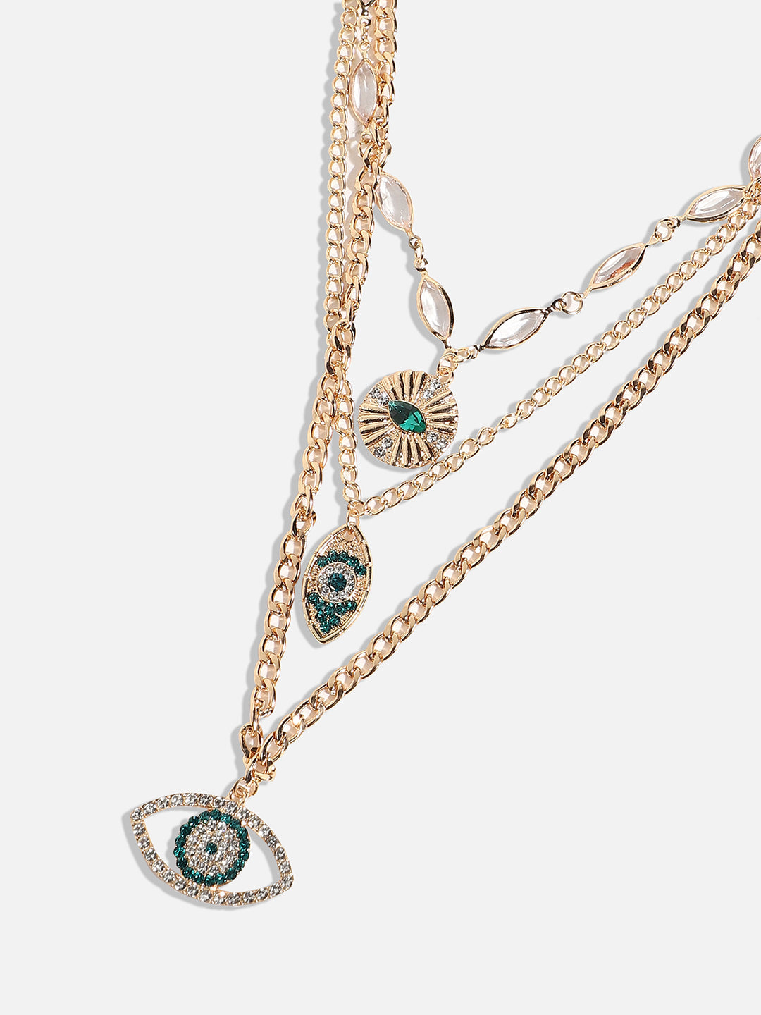 Set Of 3 Gold-Plated Studded Layered Necklaces