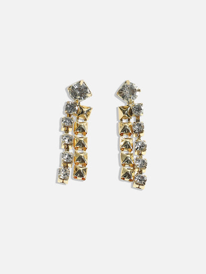 Gold-Plated Stone-Studded Beaded Necklace Earrings