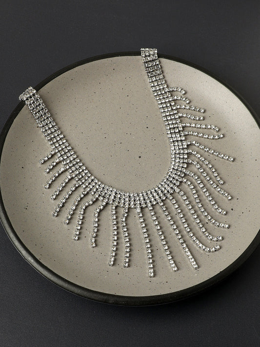 Silver-Plated Minimal Studded Necklace