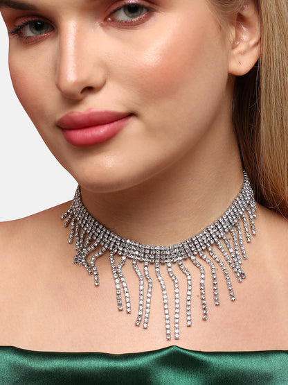Silver-Plated Minimal Studded Necklace
