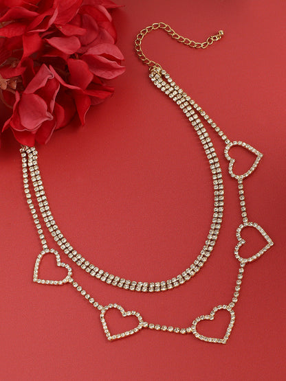 Gold-Plated Stone-Studded Layered Necklace